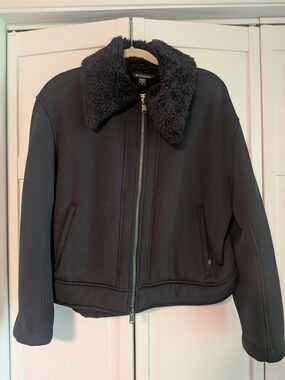 Athleta Black Sherpa Collar Zip-Up Jacket